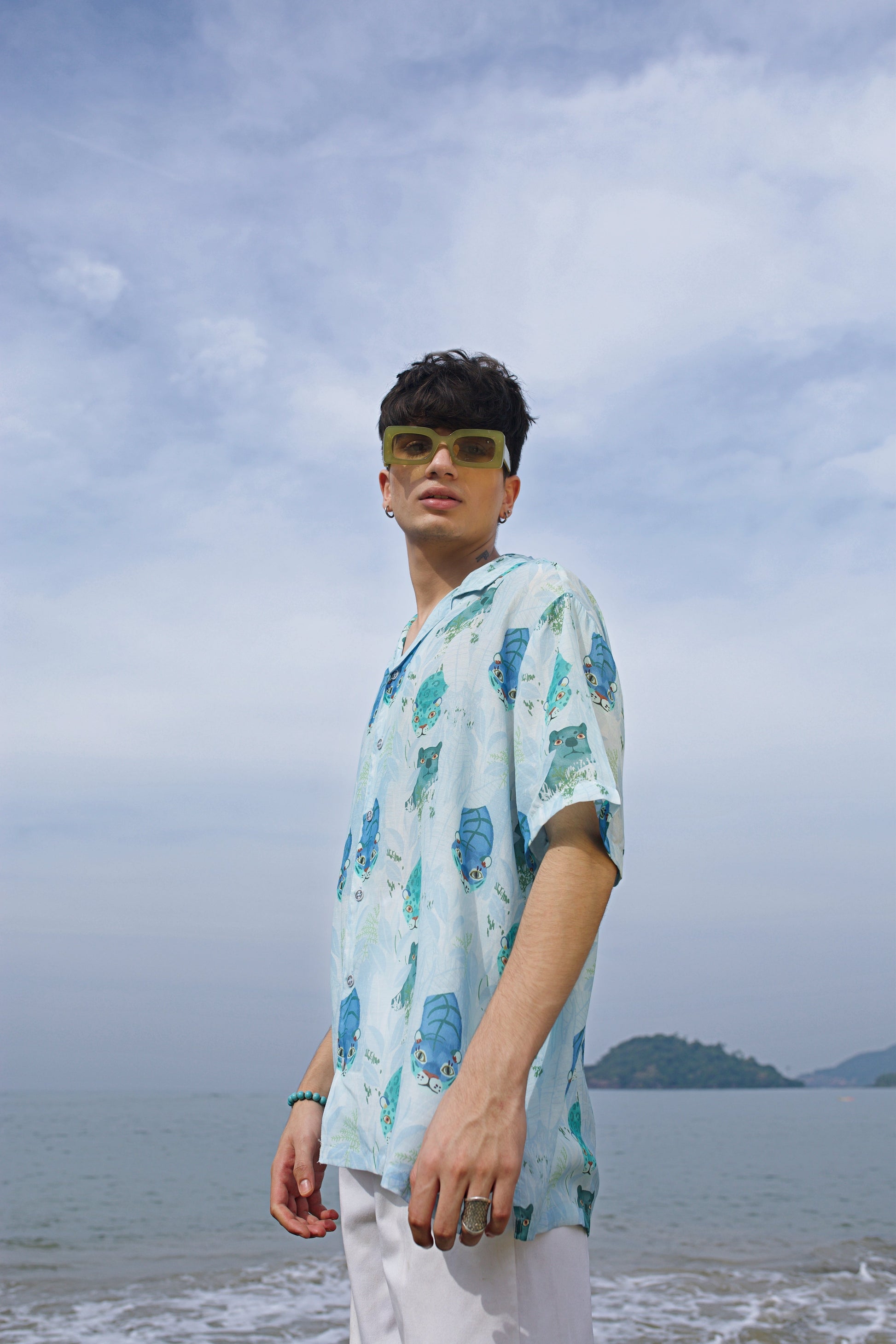 QB Men - Leopard Ice White Oversize Shirt