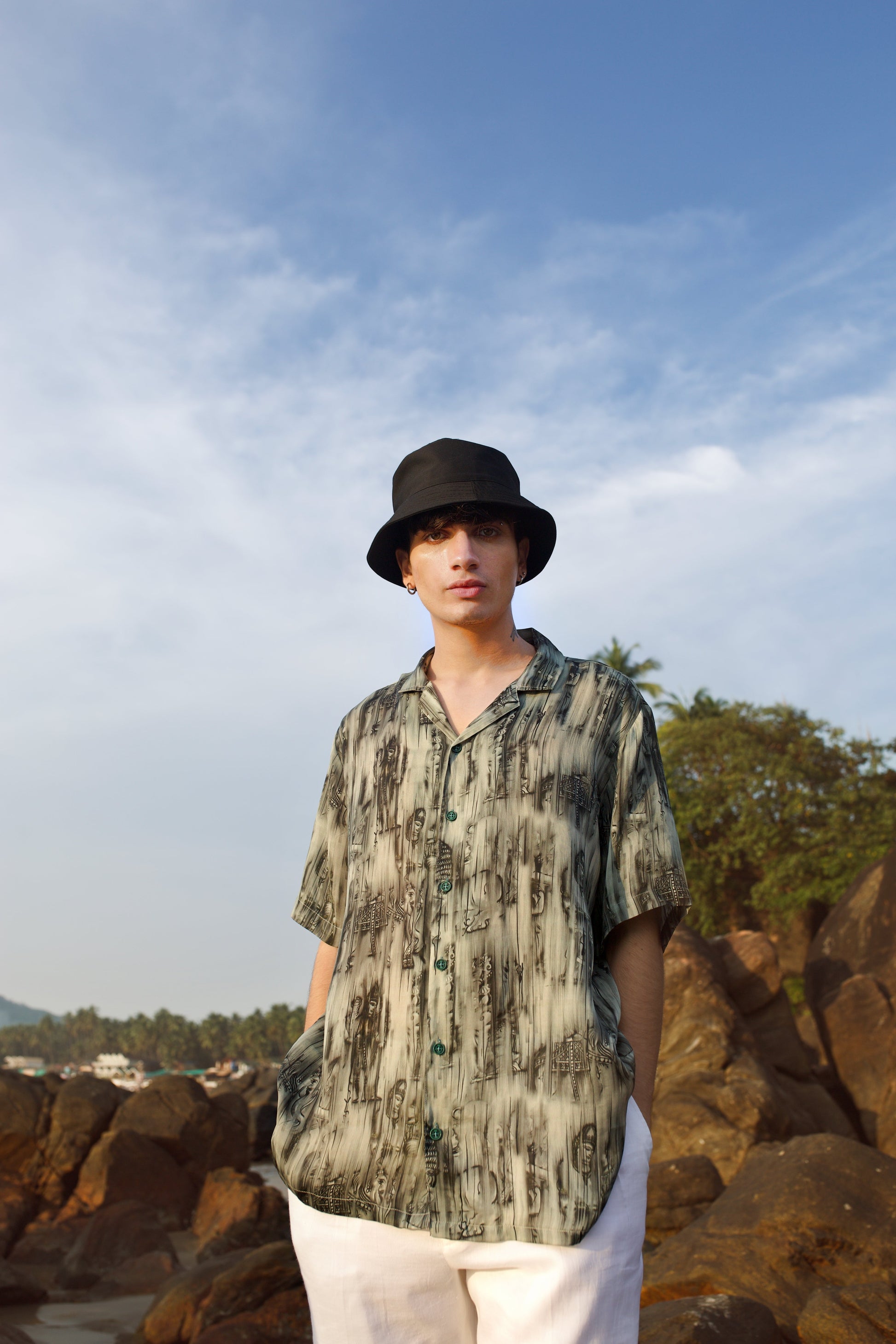 QB Men - Rampuria Havelis Green Oversize Shirt