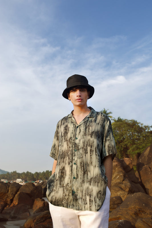 QB Men - Rampuria Havelis Green Oversize Shirt