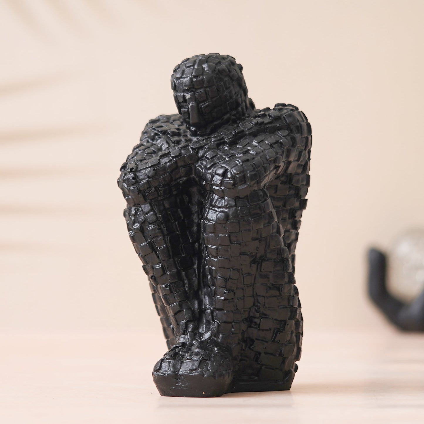Shoppers Point India Black Polyresin Handcrafted Thinking Man Statue Human Figurine