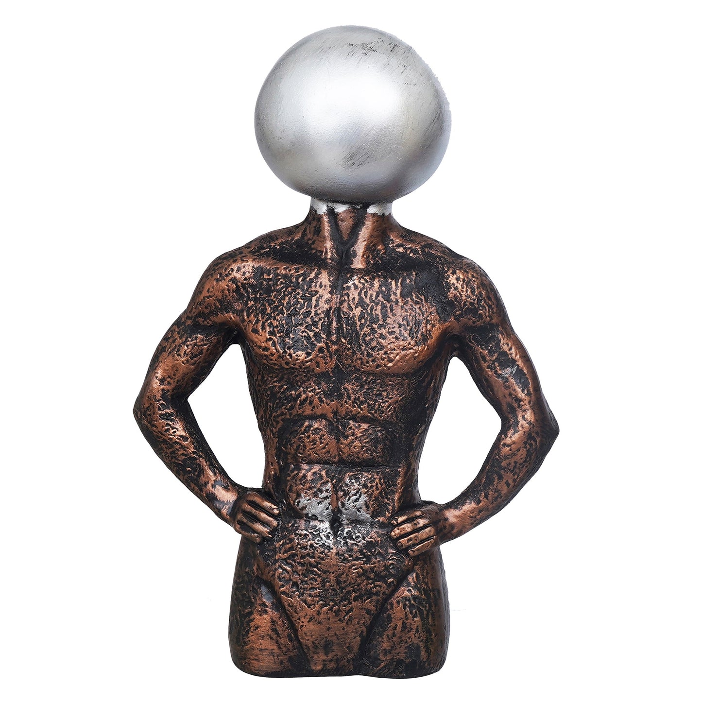 Shoppers Point India Copper, Silver Polyresin Men Statue Round Sign On Face Human Figurine Decorative Showpiece