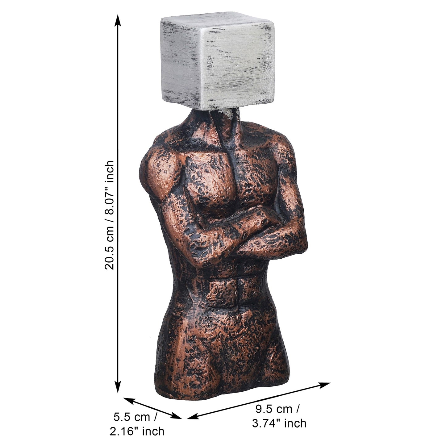 Shoppers Point India Copper, Silver Polyresin Men Statue Square Sign On Face Human Figurine Decorative Showpiece