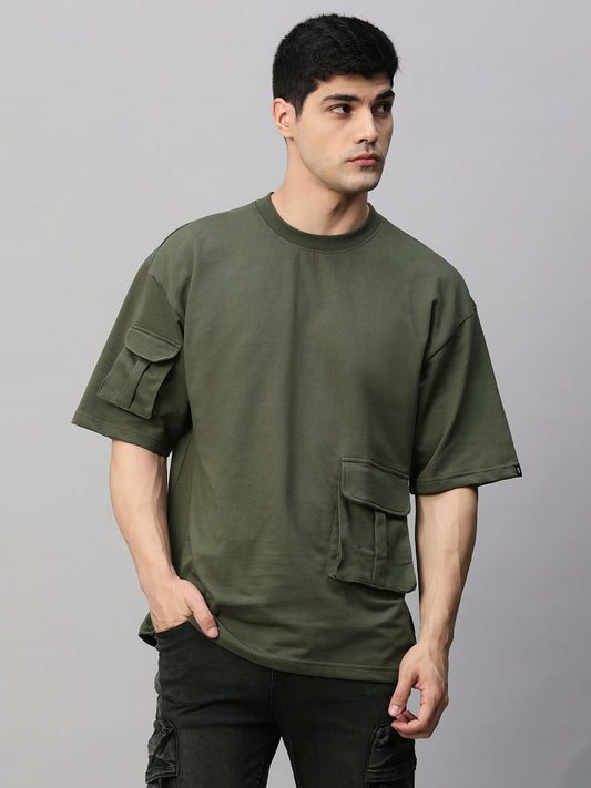 Pronk - Cargo T-Shirt For Men - Olive Green