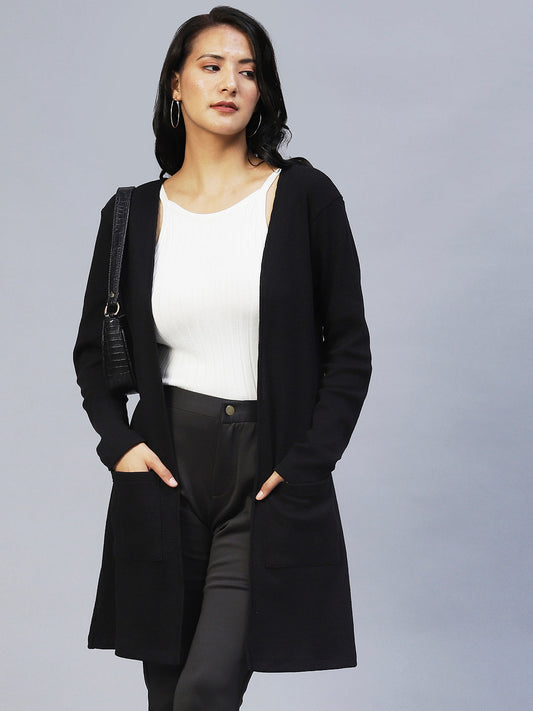 Rigo - Front Open Waffle Knit Long Shrug
