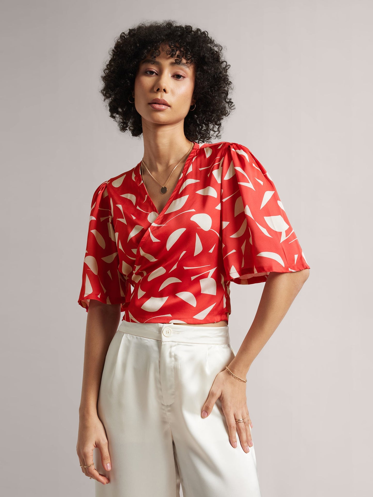 Zaccai - Fiery Red Tie-Up Wrap Top
