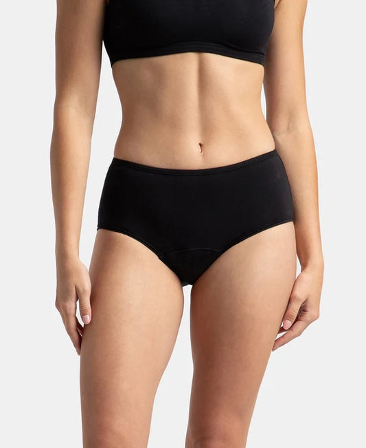 Jockey - Super Combed Cotton Elastane Stretch Period Panty with Leak Proof Inner Absorbent Layer and StayFresh Treatment - Black
