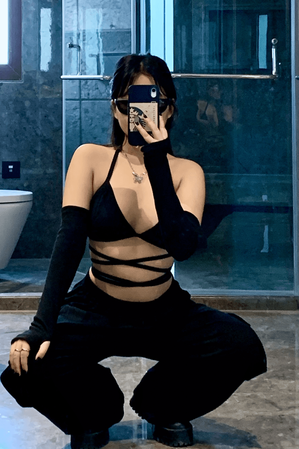 Beeglee - Black Tie Up Rib Bralette