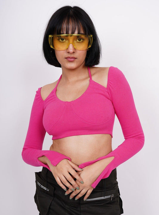 Burger Bae - Burger Bae Full Sleeve Halter Neck Claire Top