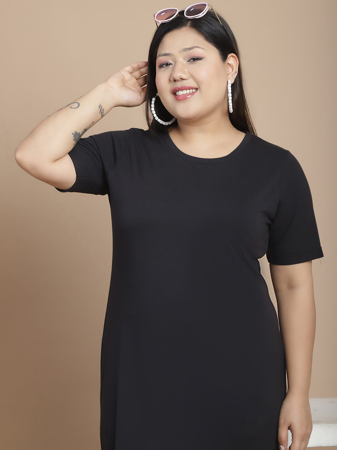 Rigo - Solid Knee Length Bodycon Dress