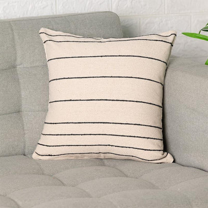 Cozy Lines Cotton Cushion Cover | Black & White Stripes