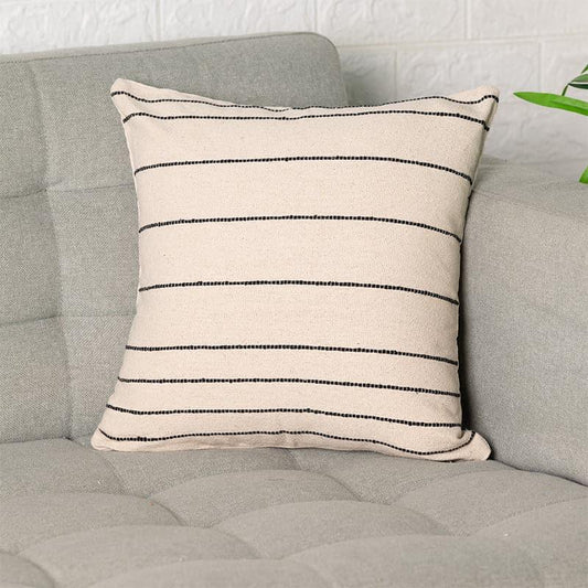 Cozy Lines Cotton Cushion Cover | Black & White Stripes