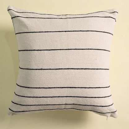 Cozy Lines Cotton Cushion Cover | Black & White Stripes