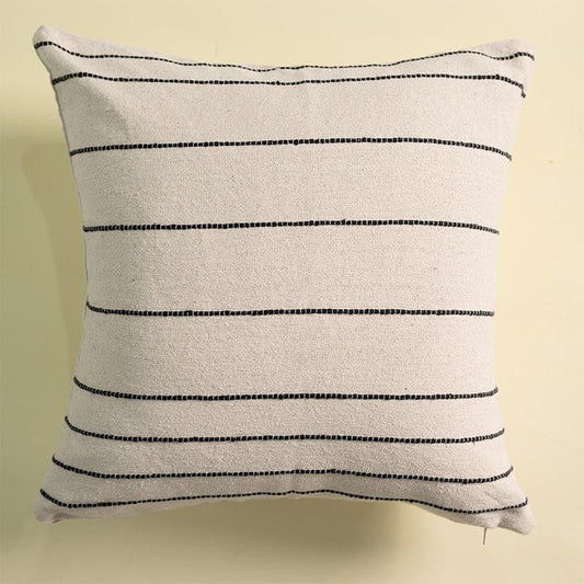 Cozy Lines Cotton Cushion Cover | Black & White Stripes