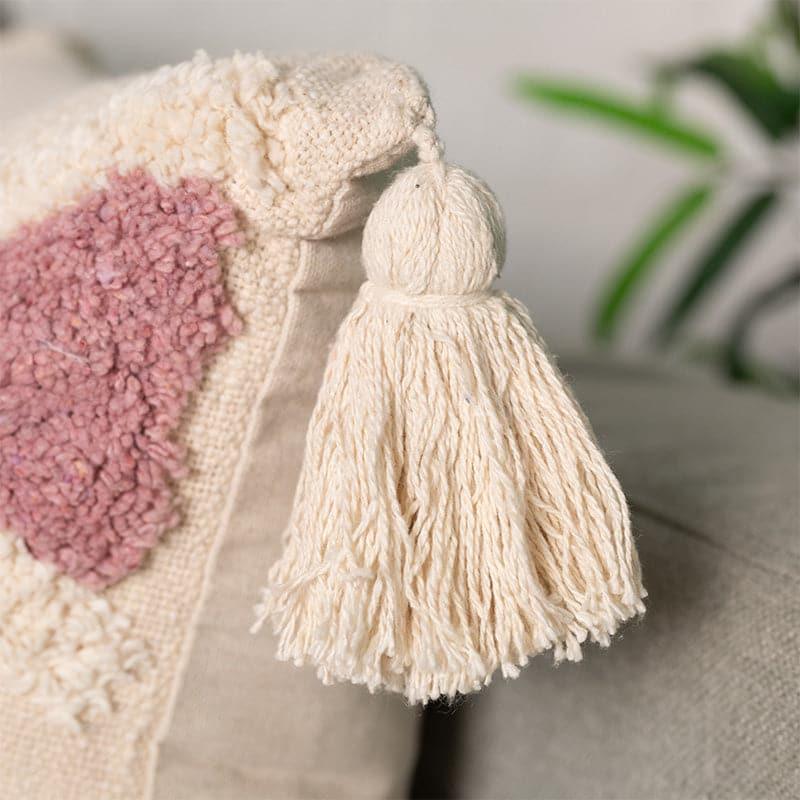 Tufty Rose Boho Cushion Cover | Tufted Cotton with Tassels