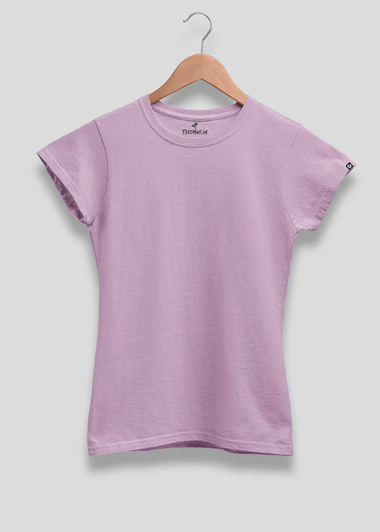 Women Solid Half Sleeve T-Shirt - Lilac