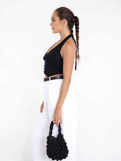 Halter Neck Button Down Top