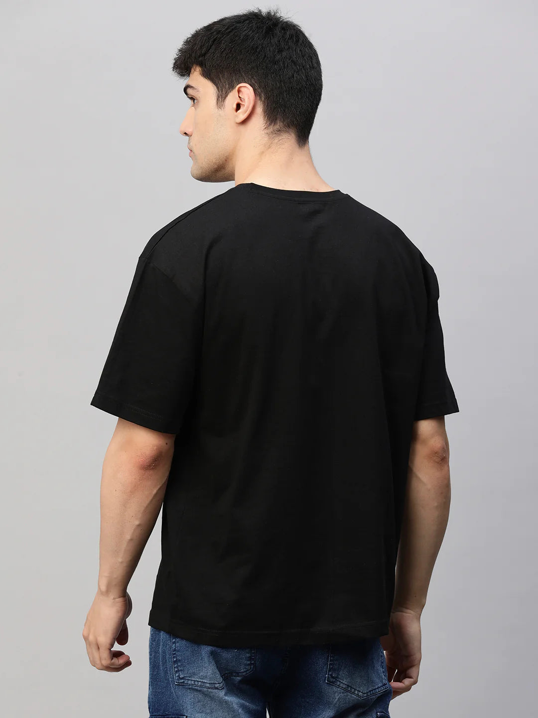 Solid-Men-Oversized-T-Shirt-Black