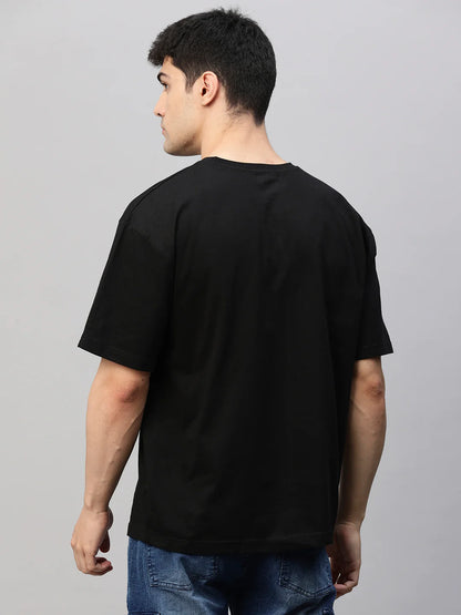 Solid-Men-Oversized-T-Shirt-Black