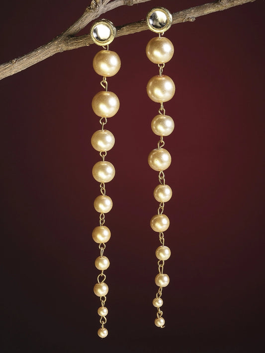 KARATCART Gold Plated Kundan Dangler Gold Earrings for Women