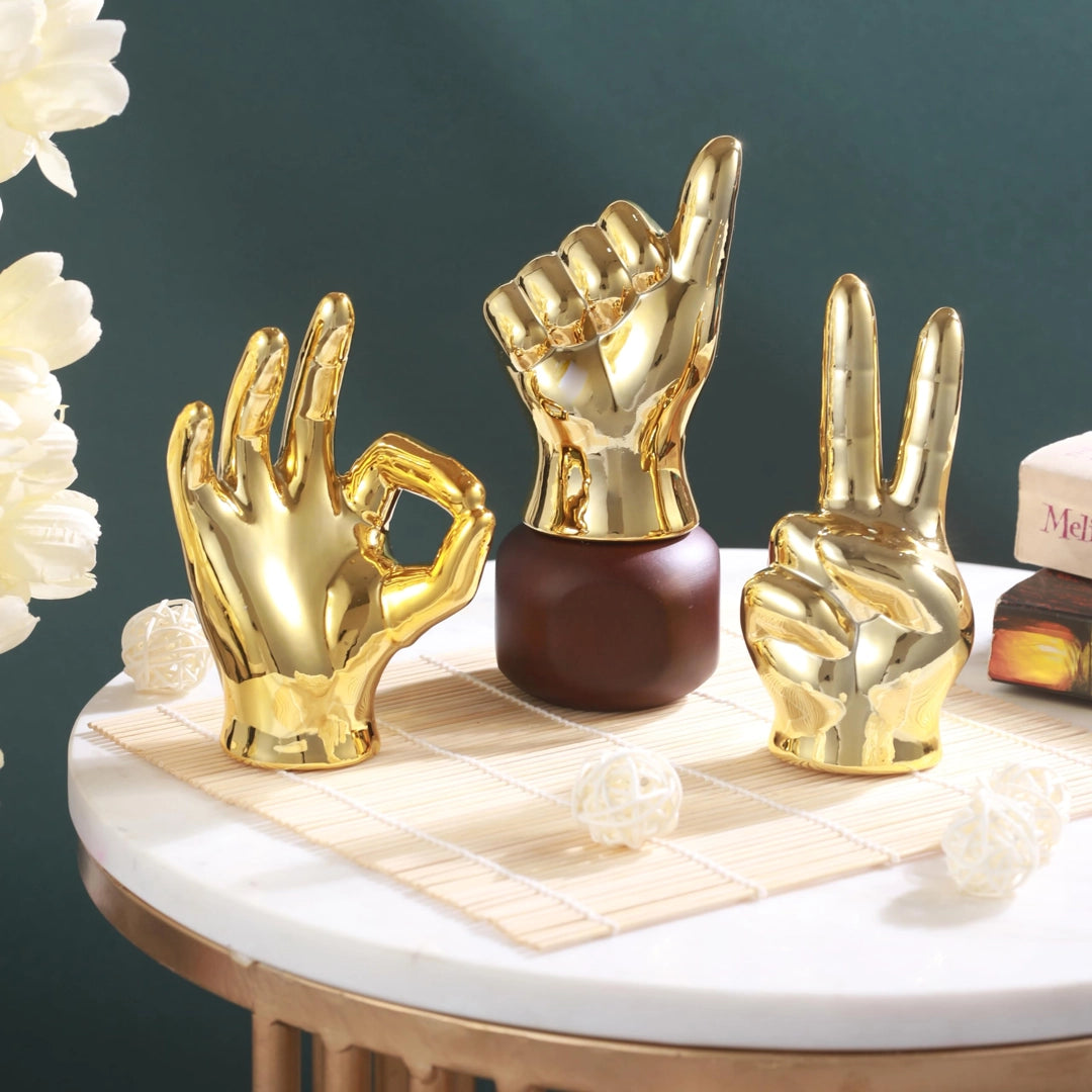 Figurine & Sculptures Golden Ceramic Showpieces