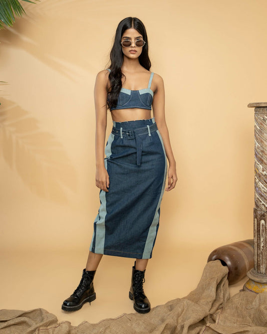 Arabellaa - DUO DENIM MIDI SKIRT