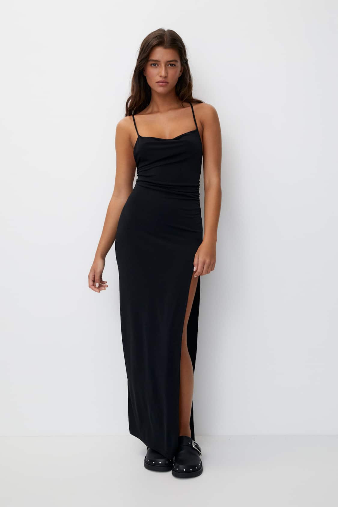 MWB Asymmetric Long Dress With Draped Detail