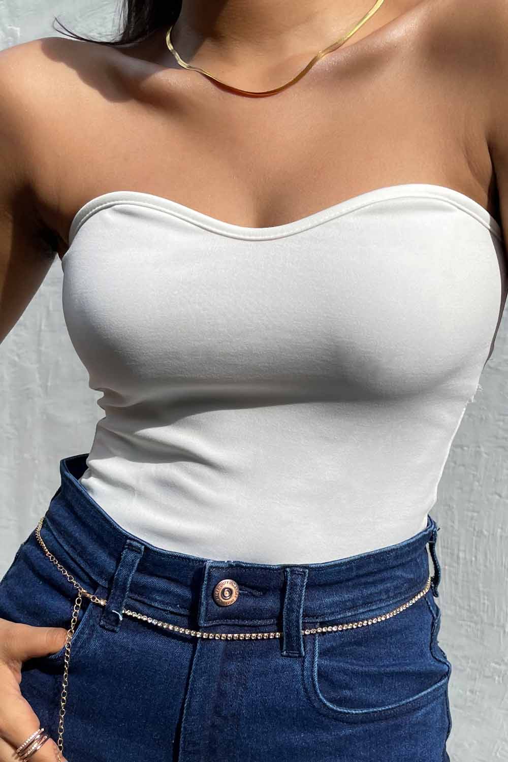 White Sweet Heart Tube Top