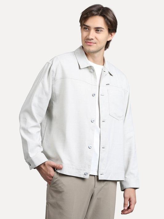 Soft Touch Grey Particle Shacket - For Men