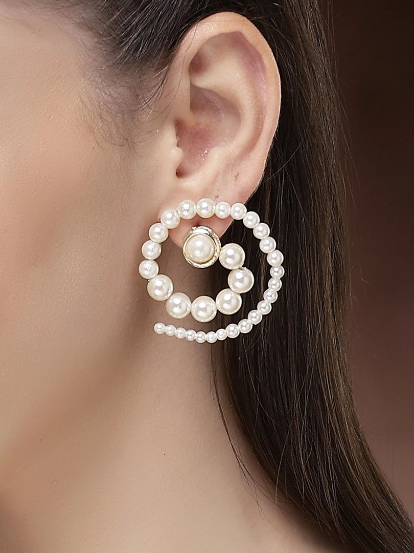Karatcart Stylish Spiral Pearl Lightweight Stud Earrings for Women
