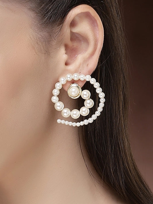 Karatcart Stylish Spiral Pearl Lightweight Stud Earrings for Women