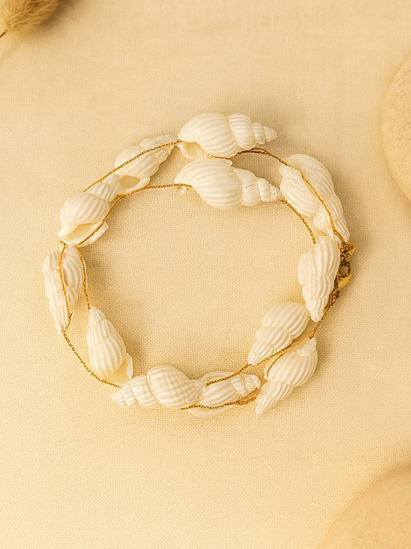 Bohey by KARATCART Dazzling White Sea Shell Design Multistrand Bracelet for Women