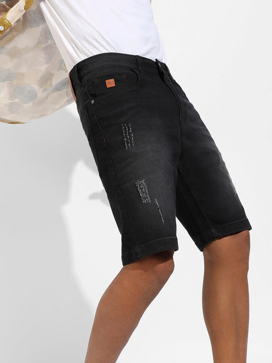 Campus Sutra - Minimal Distressed Denim Shorts