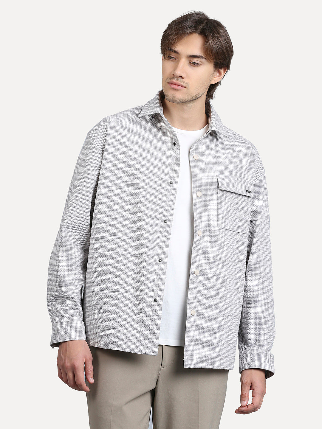 Soft Touch Grey Frosty Shacket - For Men