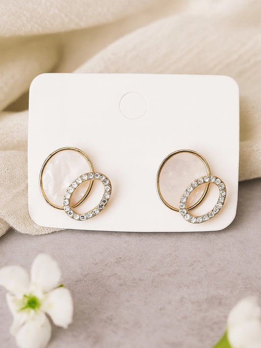 Bohey by KARATCART Gold Plated Studs Pink Earrings for Women