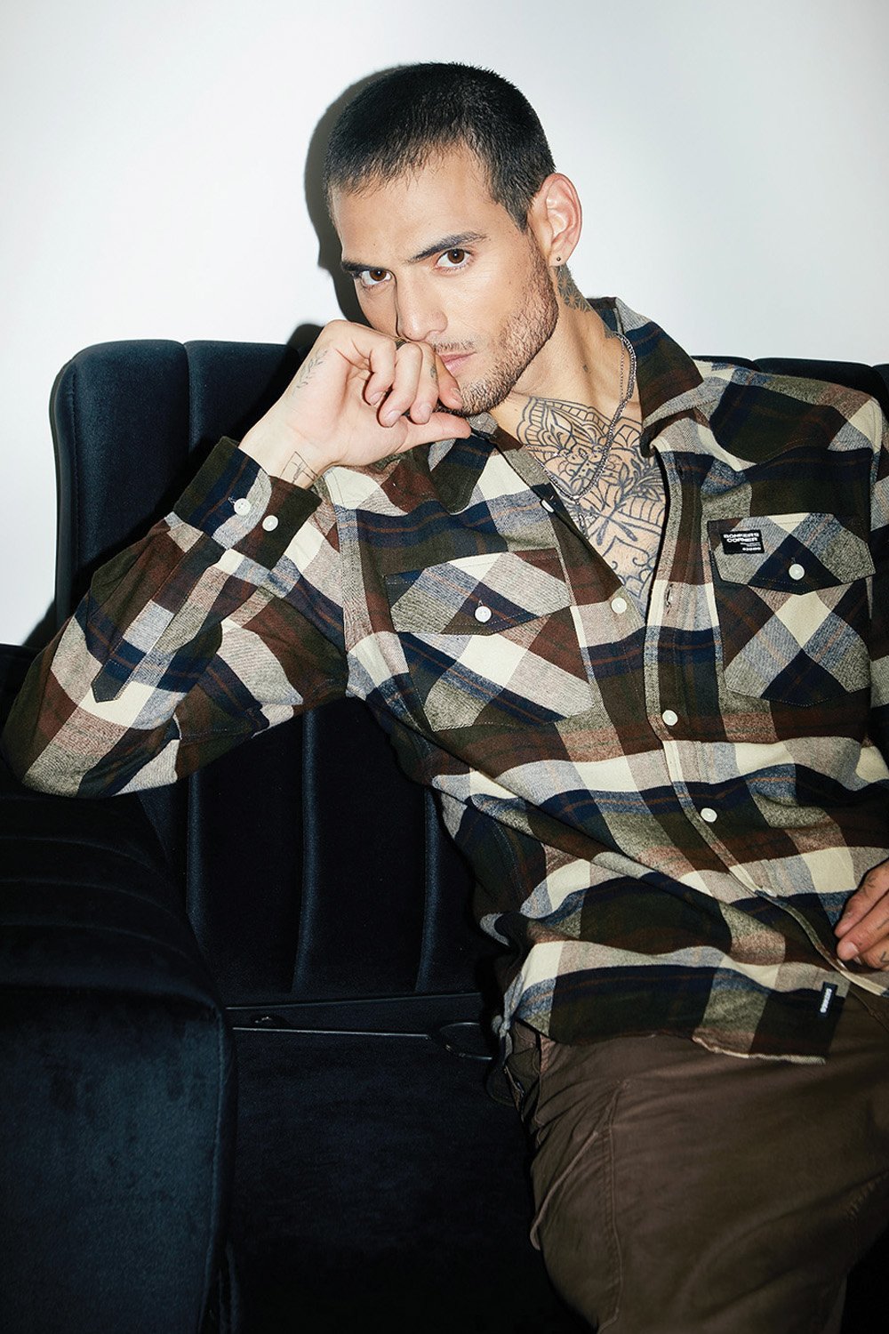 Dark Brown Plaid Regular Fit Shirt