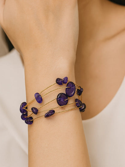 Bohey by KARATCART Dazzling Purple Stone Multistrand Bracelet for Women
