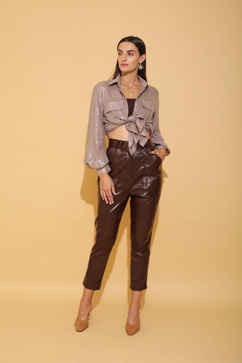 Torqadorn - Brown Faux Leather Pants