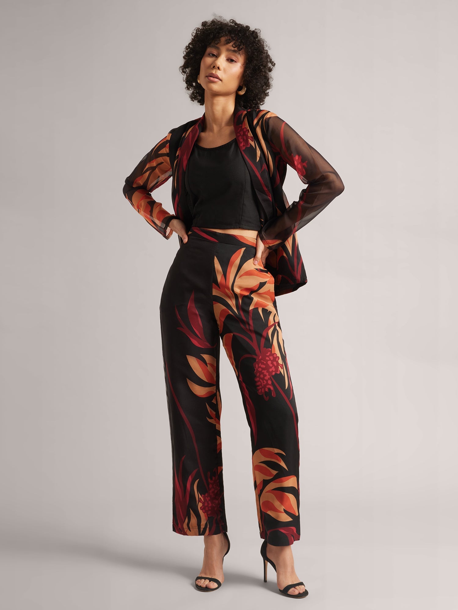 Charcoal Black Fiery Print Powerset