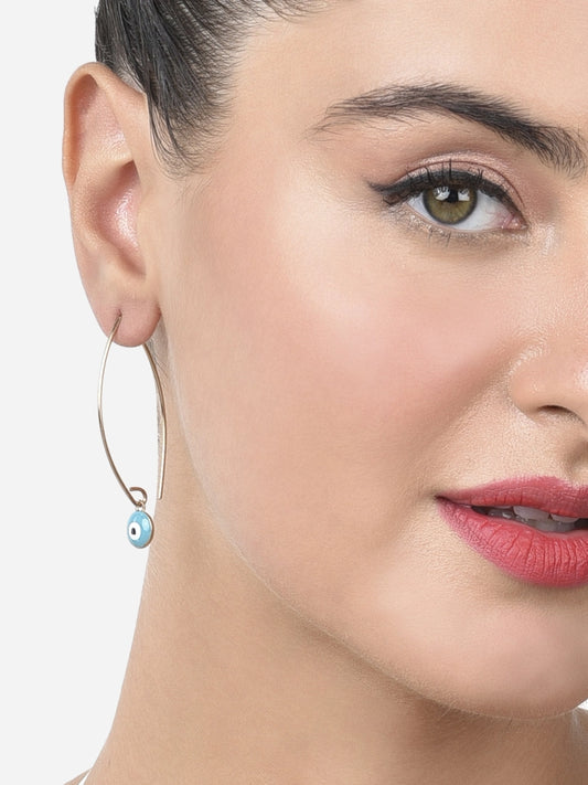Women Turquoise Enamel Evil Eye Contemporary Drop Earring
