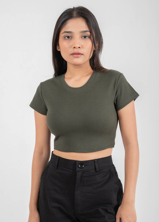 Olive - Sculpt Crop Top