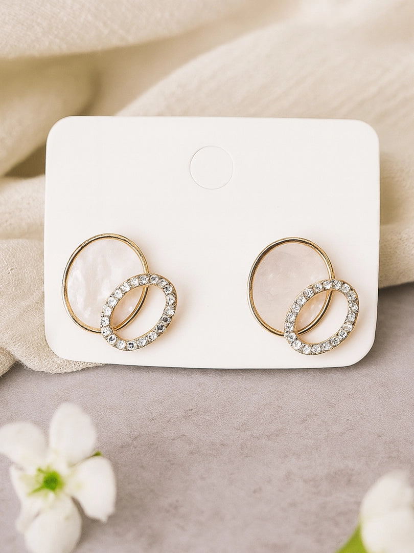 Bohey by KARATCART Gold Plated Studs Pink Earrings for Women