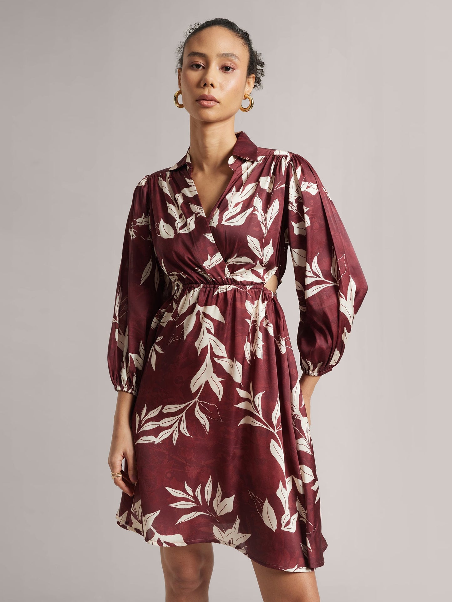 Chocolate Brown Waist Cut Wrap Dress