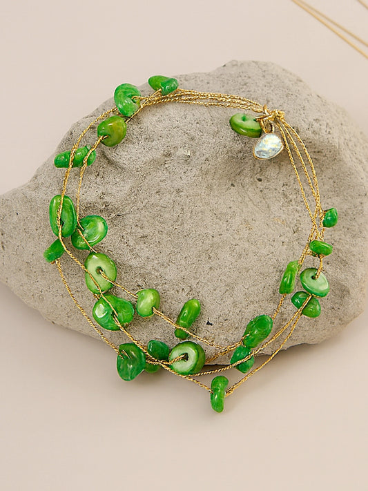 Bohey by KARATCART Dazzling Green Stone Multistrand Bracelet for Women