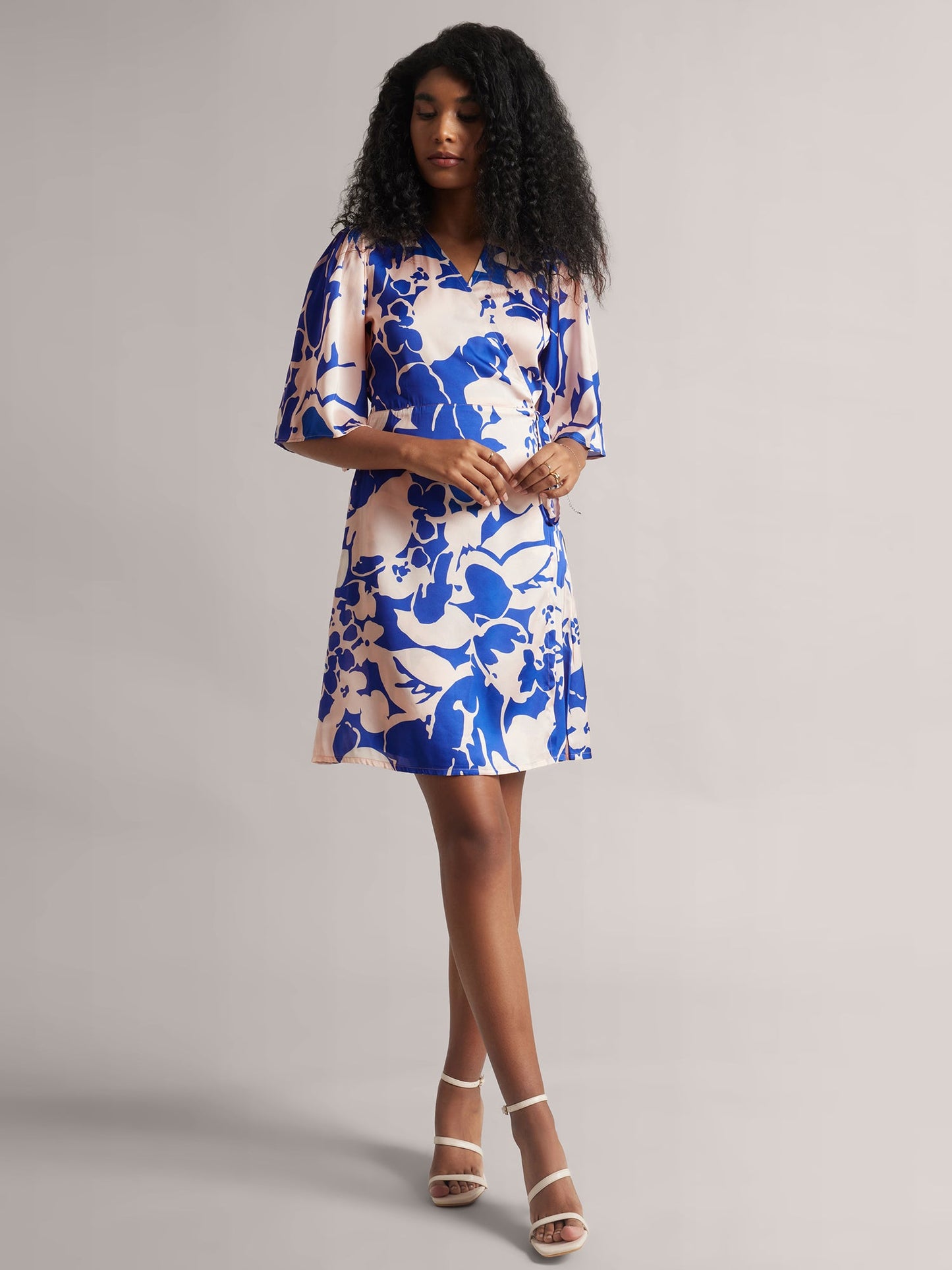 Royal Blue Abstract Wrap Dress