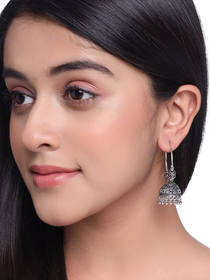 Womens Jhumka Silver Earrings