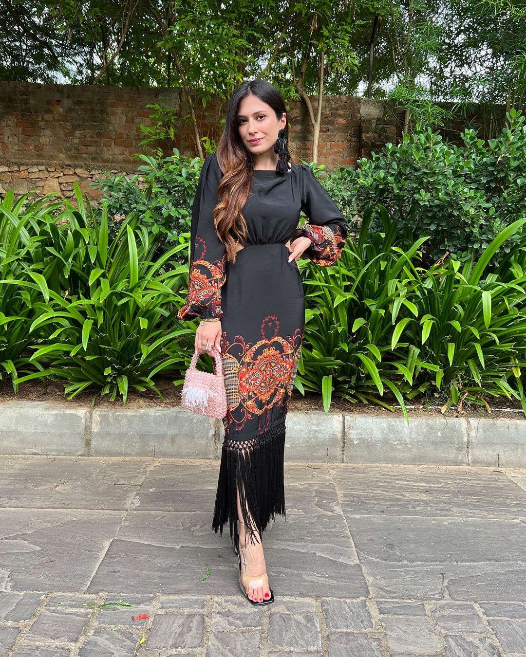 Baroque cut out dress