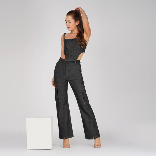 Clothing to Slay - SLAY. Women's Black Denim Cargo Jeans