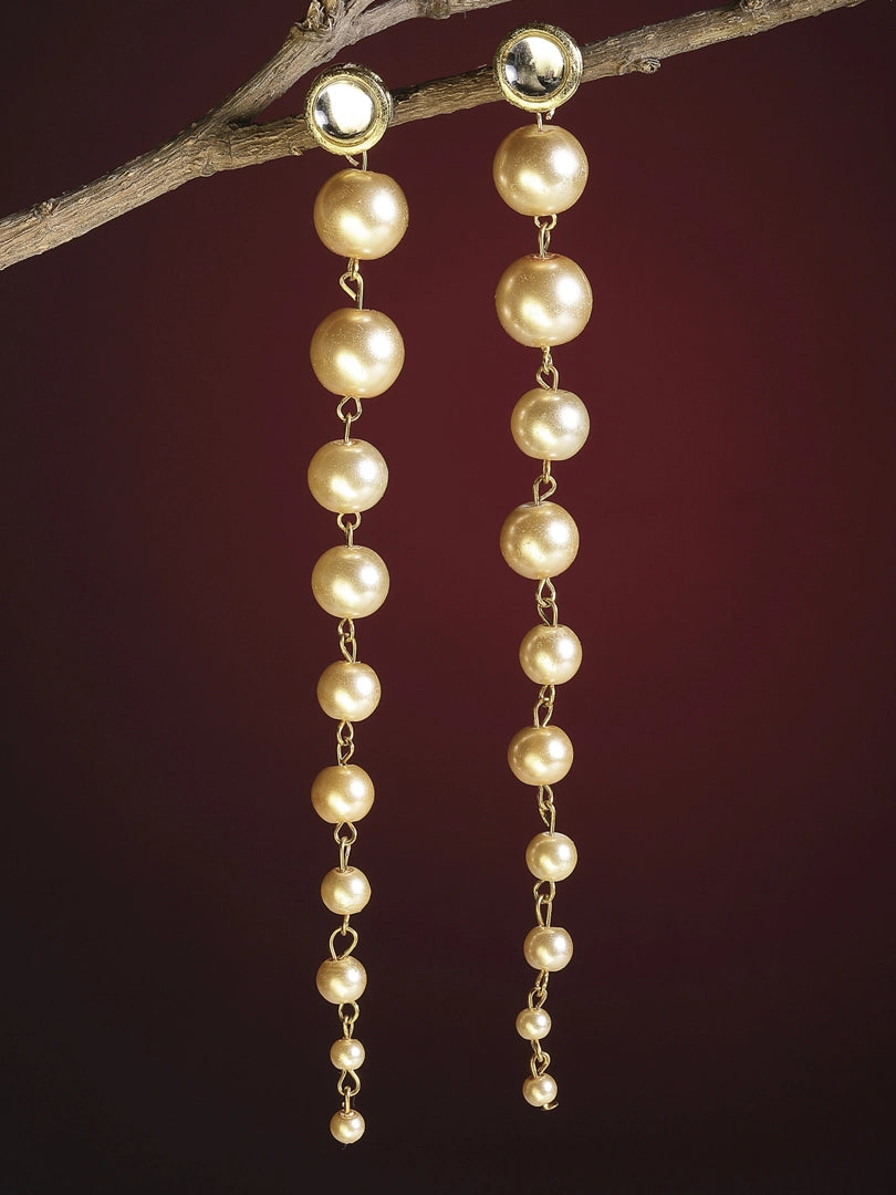 KARATCART Gold Plated Kundan Dangler Gold Earrings for Women