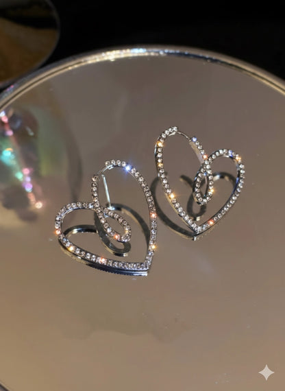Sparkling Heart Swirls Pin Earrings
