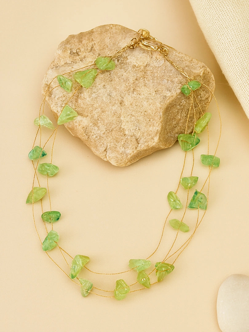 Bohey by KARATCART Dazzling Lime Green Stone Multistrand Chain Necklace for Women
